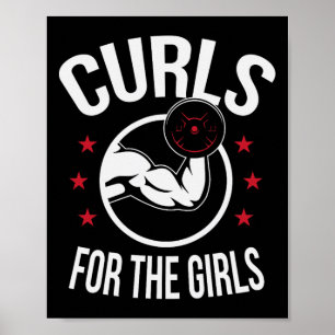 Póster Curls Para Los Chicas Funny Bodybuilding Weightlif