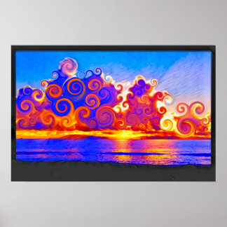 Póster Curly California Sunset Seashore