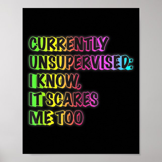 Póster Currently Unsupervised Funny Quote Humor Sarcastic (Frente)