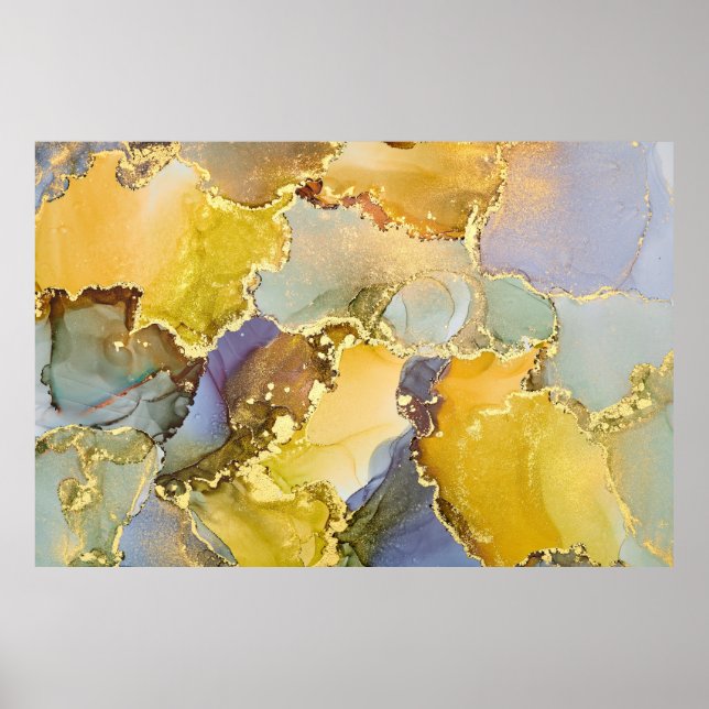 Póster Currents of translucent hues, snaking metallic swi (Frente)