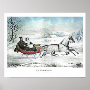 Póster Currier & Ives Lithograph: THE ROAD, WINTER