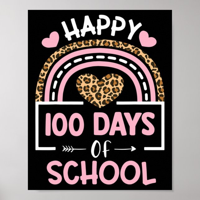 Póster Curso escolar 100 días feliz con arcoiris (Frente)