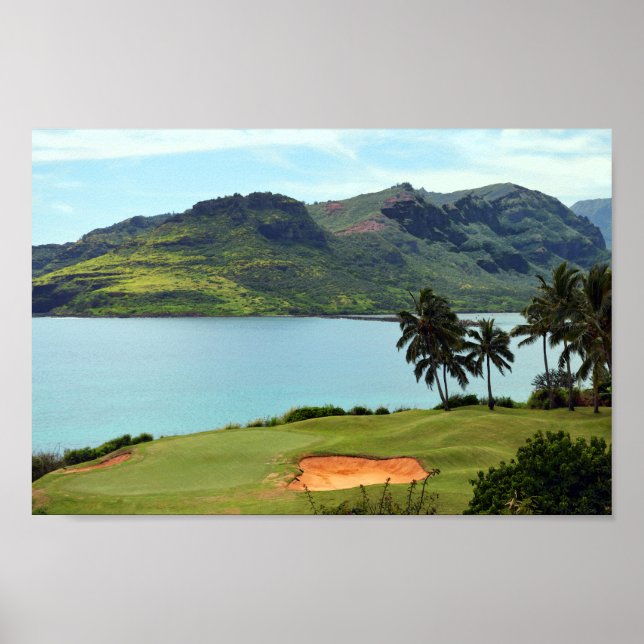 Póster Curso oceánico en Hokuala, Lihue, Kauai, Hawaii (Frente)