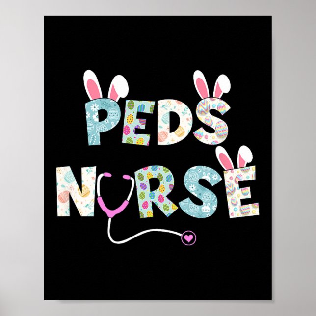 Póster Curte Easter Peds Enfermeras Conejitas Felices Hue (Frente)