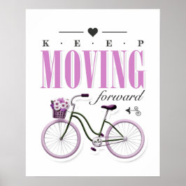 Póster Curte Motivational Keep Moving Avance con la bicic