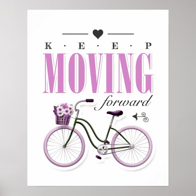 Póster Curte Motivational Keep Moving Avance con la bicic (Frente)