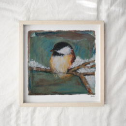 Póster Curte Winter Black Capped Chickadee Art Print
