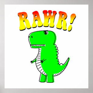 Póster Curte y enojado T-Rex RAWR Groovy Textos