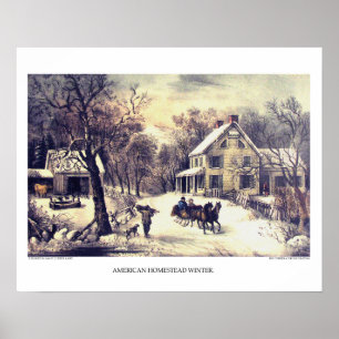 Póster Curtidor y litografía de Ives: Granja americana