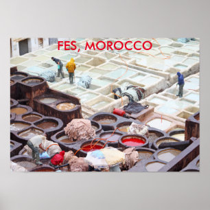 Póster curtidurías de Fez, Marruecos