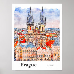 Póster Curva de agua de la República Checa de Praga