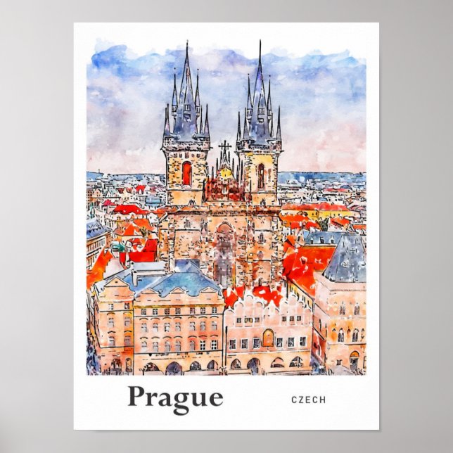 Póster Curva de agua de la República Checa de Praga (Frente)