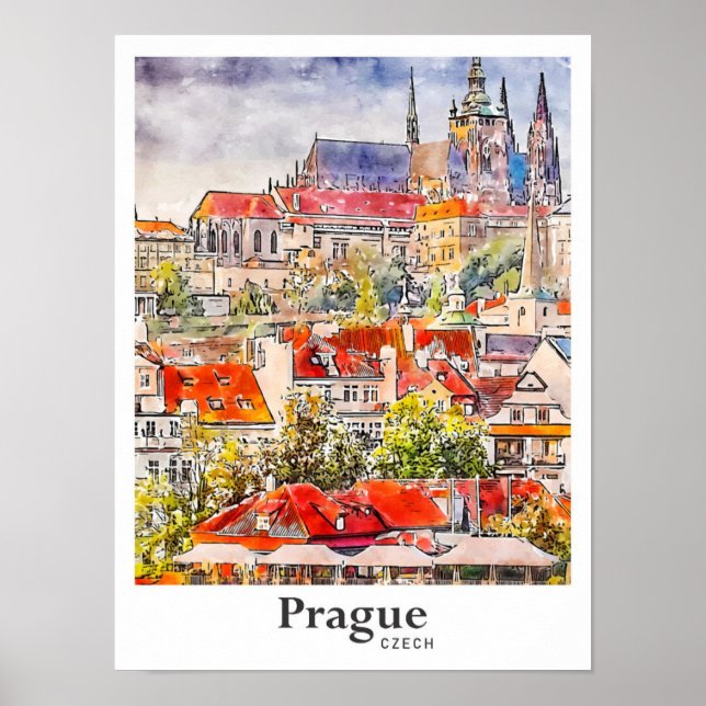 Póster Curva de agua de la República Checa de Praga (Frente)