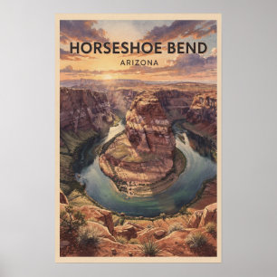 Póster Curva del Herradura Arizona Viaje Vintage