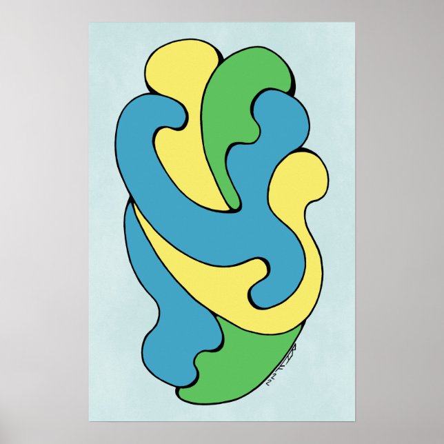 Póster Curvas de abrazo (amarillo, azul, verde) (Frente)