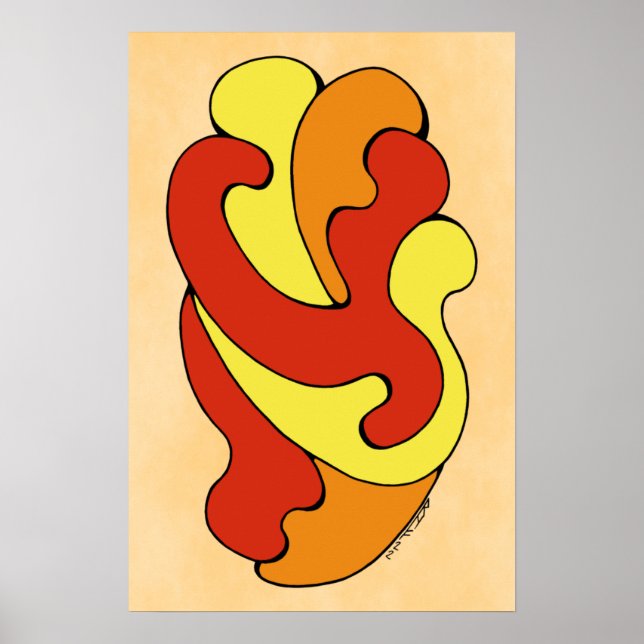 Póster Curvas de abrazo (amarillo, rojo, Naranja) (Frente)