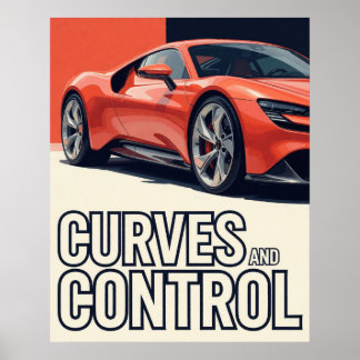 Póster 🧡 Curvas de Coche Deportivo y Control