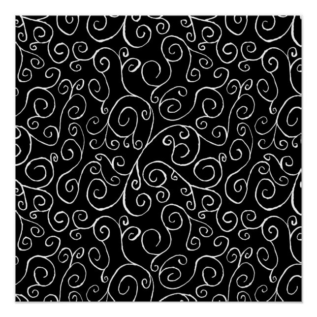 Póster Curvas de desplazamiento blancas en negro (Anverso)