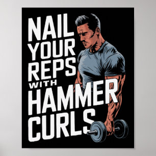 Póster Curvas de martillo Construcción de cuerpos Fitness