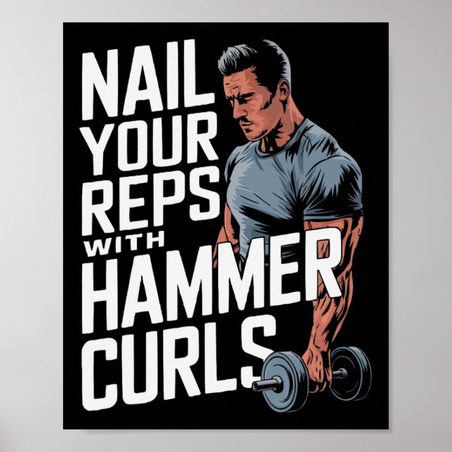 Póster Curvas de martillo Construcción de cuerpos Fitness (Frente)