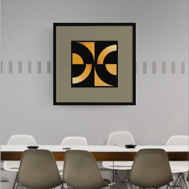Póster Curvas dinámicas: Naranja Minimalista en negro