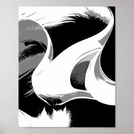 Póster Curvas Fluyentes en Negro, Blanco y Gris