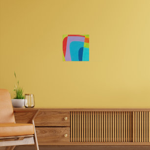 Póster Curvas geométricas abstractas modernas en negrita 