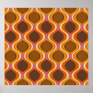 Póster Curvas retro: Textura de fondo de escritorio de 60