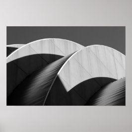 Póster Curvas y sombras del Kauffman Center en blanco y n
