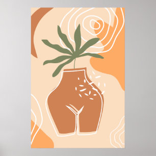 Póster Curvy Vase Resumen Boho Art Print Poster
