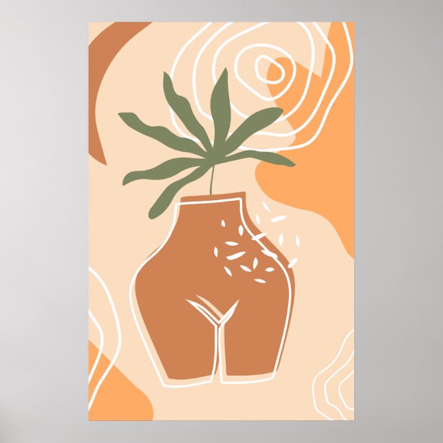 Póster Curvy Vase Resumen Boho Art Print Poster (Frente)