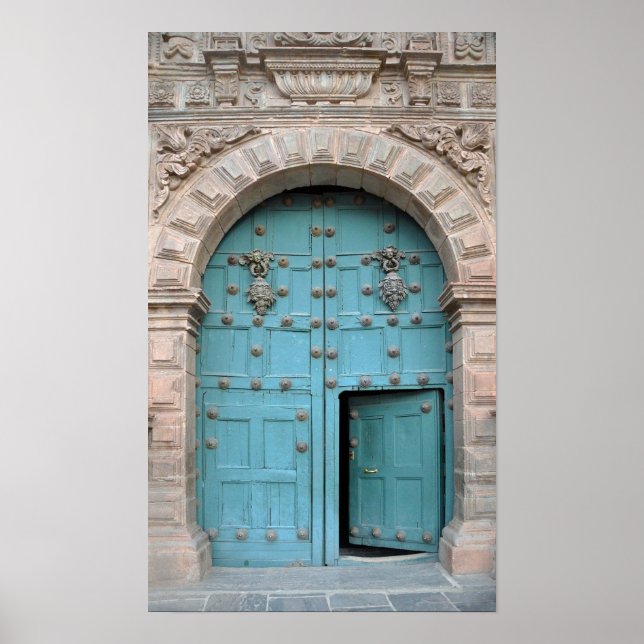 Póster Cusco Church Aqua Door (Frente)