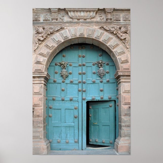 Póster Cusco Church Aqua Door (Frente)