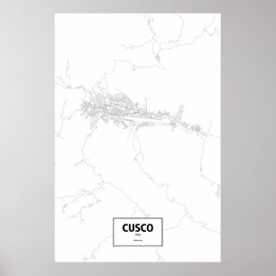 Póster Cusco, Perú (negro en blanco)