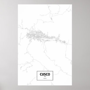 Póster Cusco, Perú (negro sobre blanco)