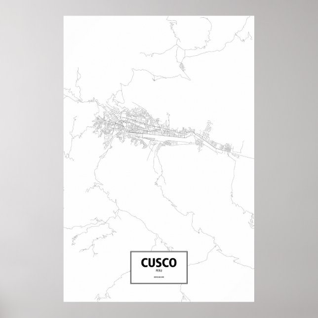 Póster Cusco, Perú (negro sobre blanco) (Frente)