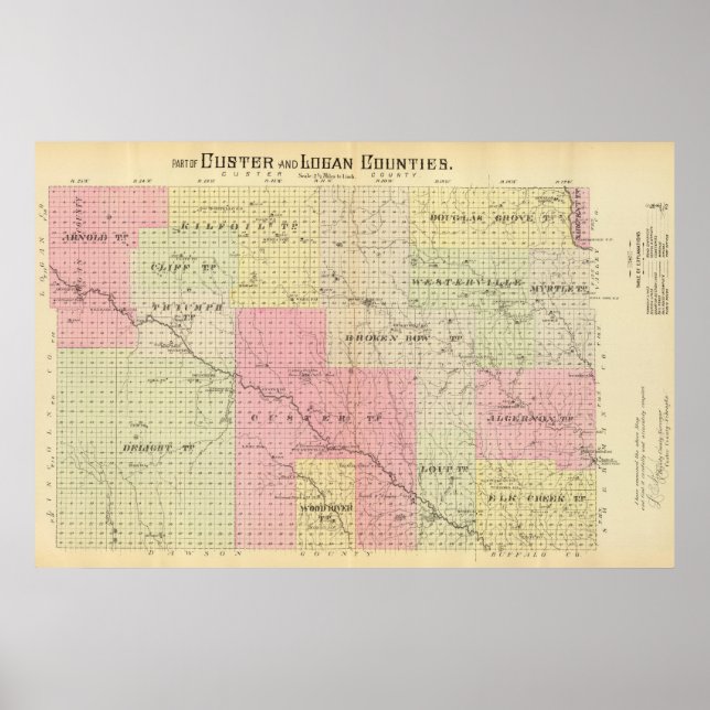 Póster Custer and Logan County, Nebraska (Frente)