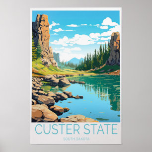 Póster Custer Estado Dakota del Sur Viaje Personalizado