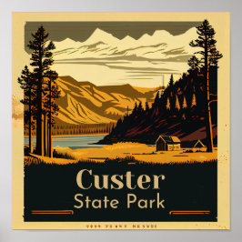 Póster Custer State Park Square Vintage
