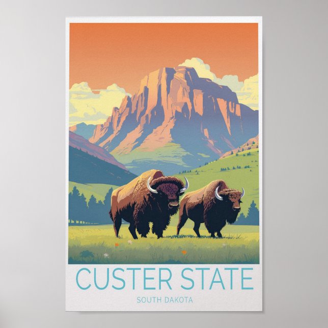 Póster Custer State South Dakota Travel (Frente)
