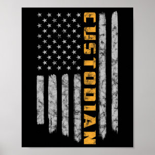 Póster Custodio Bandera Americana USA Janitor School