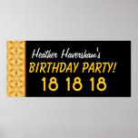 Póster Custom 18th Birthday or Any Year Gold Stars<br><div class="desc">This custom 18th Birthday Party Gold and Black Abstract Pattern is a fun and modern birthday banner for your upcoming birthday party celebration. 

 

 

Looking for a birthday gift?  A selection of Jaclinart birthday and vintage year t-shirts is shown below.</div>