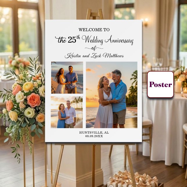 Póster Custom 3 Photos 25th Wedding Anniversary Welcome (Subido por el creador)