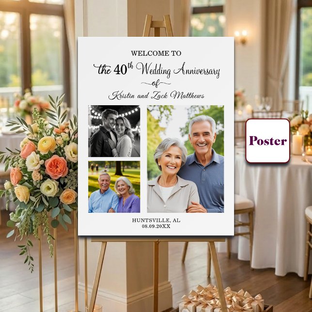 Póster Custom 3 Photos 40th Wedding Anniversary Welcome (Subido por el creador)