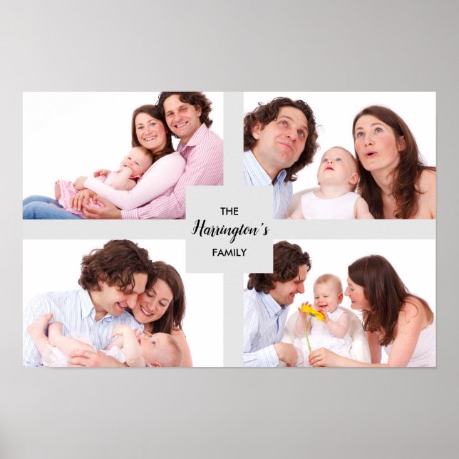 Póster Custom 4 Family Photos Collage Rectangle Frame (Frente)