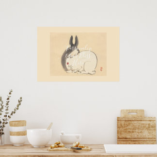 Póster CUSTOM Adorable Japanese Rabbit Art Print by Kono 