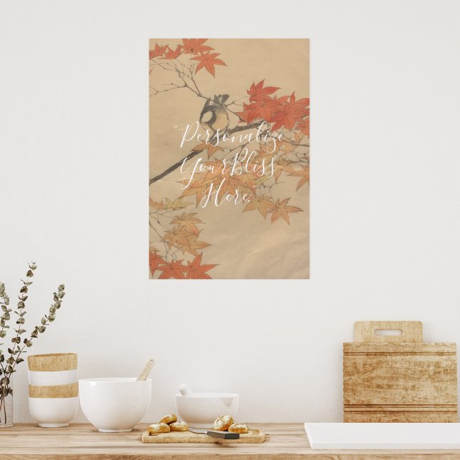 Póster CUSTOM Autumn Bird & Fall Leaves Print by Imao  (Cocina)