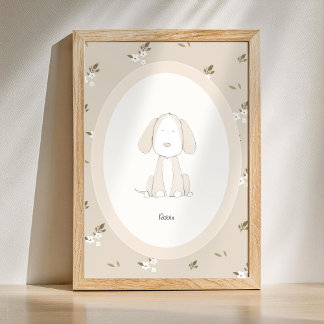 Póster Custom Baby Name Nursery - Cute Dog Poster