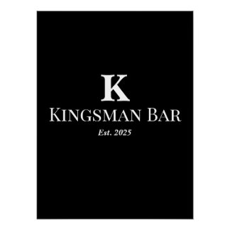 Póster Custom Bar Wall Art with Name & Monogram – Elegant