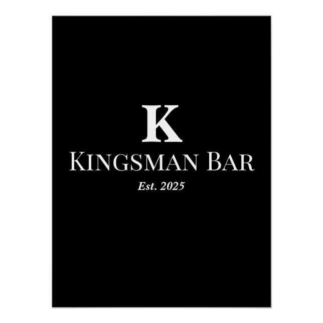 Póster Custom Bar Wall Art with Name & Monogram – Elegant (Anverso)